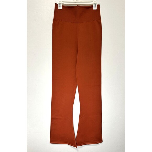 Nike Sportswear Chill Knit Sweater Flared Pants Women Medium Orange High-Waisted - Picture 4 of 12